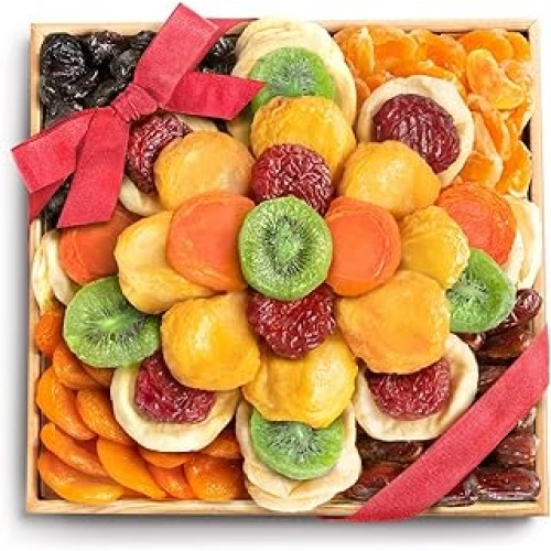 A Gift Inside Sweet Bloom Dried Fruit Deluxe Tray Basket Arrangement for Holiday Birthday Healthy Snack Business Kosher A Gift Inside Sweet Bloom Dried Fruit Deluxe Tray Basket Arrangement for Holiday Birthday Healthy Snack Business Kosher